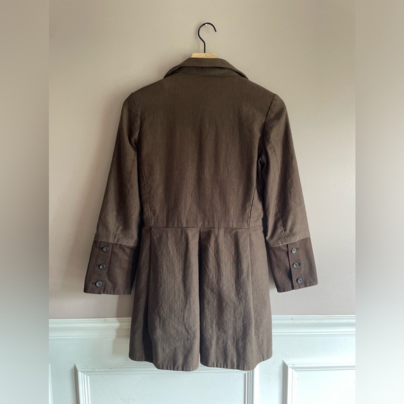 Gary Graham Brown Layered Multi-Button Jacket Black Leather Trim Size 2 - Picture 3 of 10